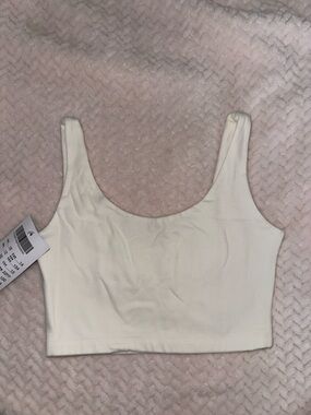 Brandy Melville White Ribbed Crop Tank Top